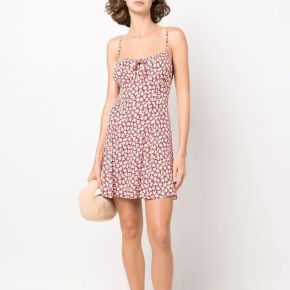 Reformation Felix Red Floral-Print Mini Dress | Size 4 - Picture 2 of 15